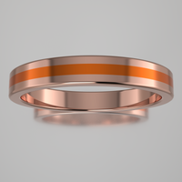 Polished Rose Gold 3mm Stacking Ring Orange Resin