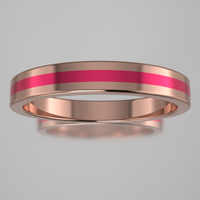 Polished Rose Gold 3mm Stacking Ring Pink Resin