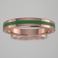 Polished Rose Gold 3mm Stacking Ring Transparent Green Resin