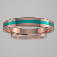 Polished Rose Gold 3mm Stacking Ring Turquoise Resin