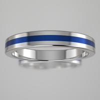 Polished White Gold 3mm Stacking Ring Blue Resin