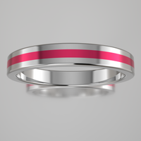 Polished White Gold 3mm Stacking Ring Pink Resin