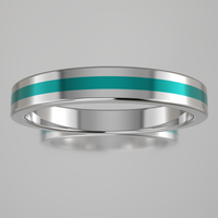 Polished White Gold 3mm Stacking Ring Turquoise Resin