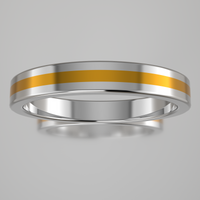 Polished White Gold 3mm Stacking Ring Yellow Resin