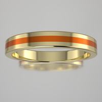 Polished Yellow Gold 3mm Stacking Ring Orange Resin