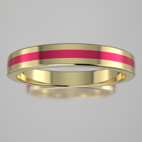 Polished Yellow Gold 3mm Stacking Ring Pink Resin