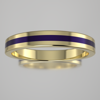 Polished Yellow Gold 3mm Stacking Ring Purple Resin