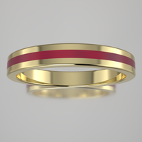 Polished Yellow Gold 3mm Stacking Ring Transparent Pink Resin