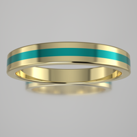 Polished Yellow Gold 3mm Stacking Ring Turquoise Resin