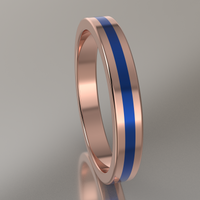 Polished Rose Gold 3mm Stacking Ring Blue Resin