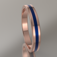 Polished Rose Gold 3mm Stacking Ring Dark Blue Resin