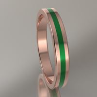 Polished Rose Gold 3mm Stacking Ring Green Resin