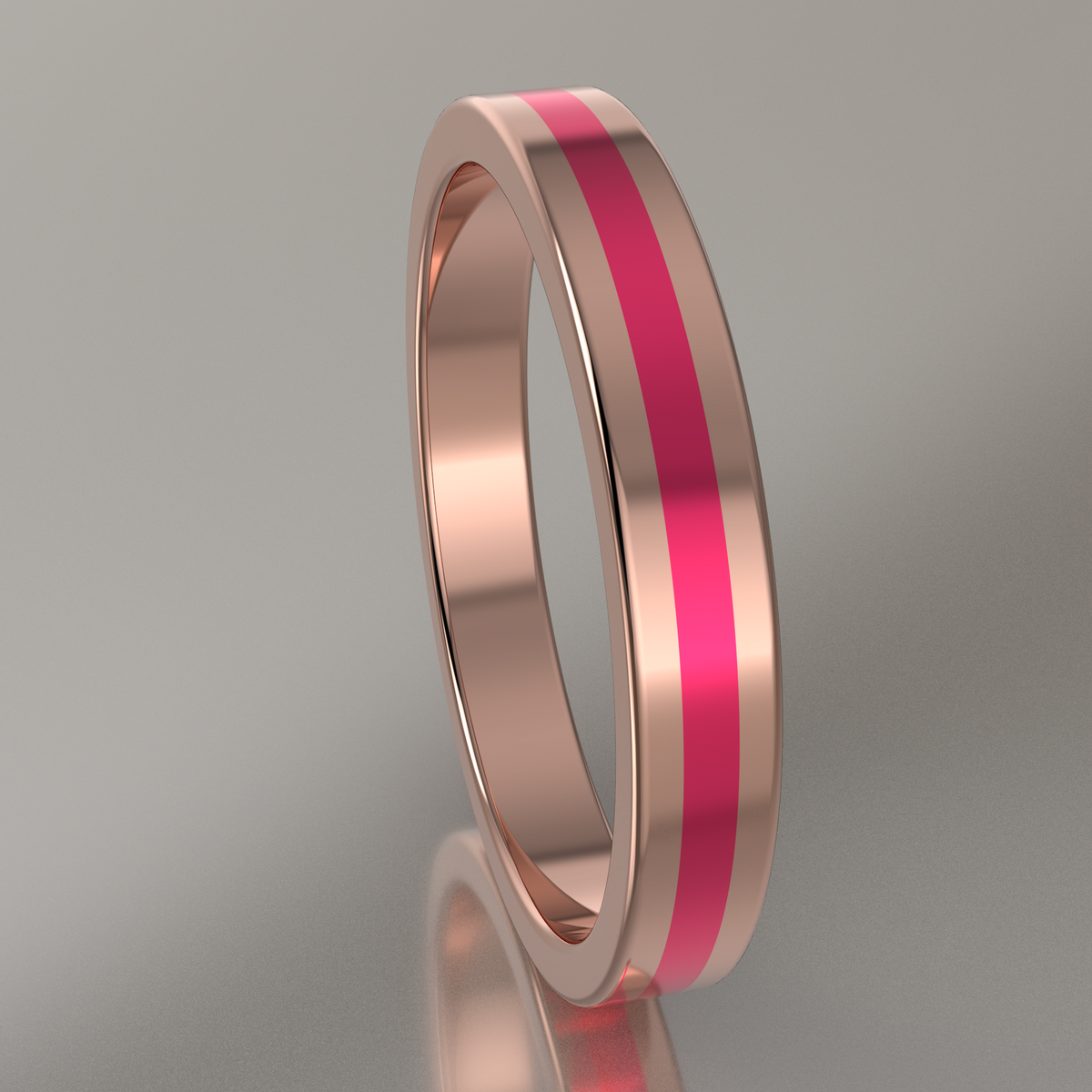 Polished Rose Gold 3mm Stacking Ring Pink Resin