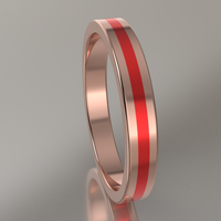Polished Rose Gold 3mm Stacking Ring Red Resin