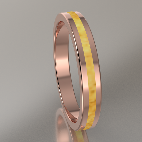 Polished Rose Gold 3mm Stacking Ring Shimmering Gold Resin