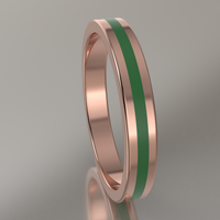 Polished Rose Gold 3mm Stacking Ring Transparent Green Resin