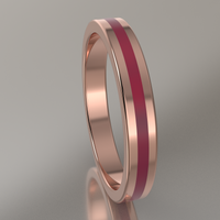 Polished Rose Gold 3mm Stacking Ring Transparent Pink Resin