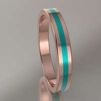 Polished Rose Gold 3mm Stacking Ring Turquoise Resin