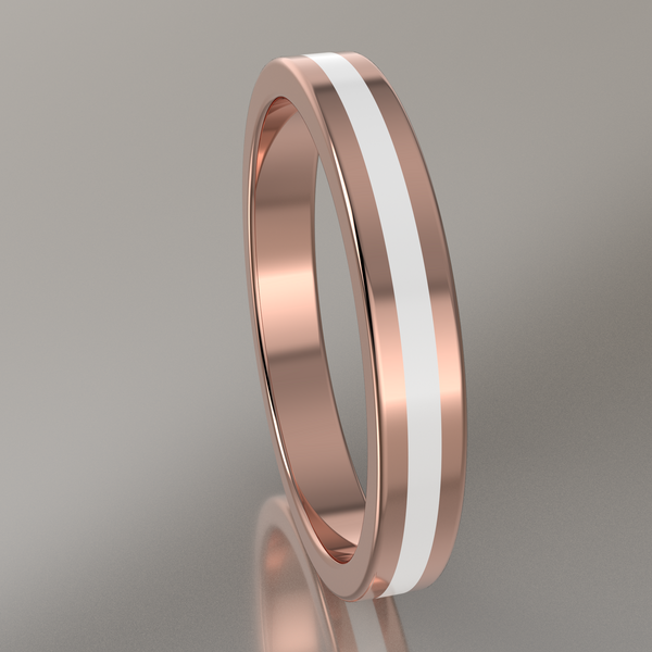 Polished Rose Gold 3mm Stacking Ring White Resin