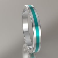 Polished White Gold 3mm Stacking Ring Turquoise Resin