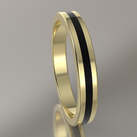 Polished Yellow Gold 3mm Stacking Ring Black Resin