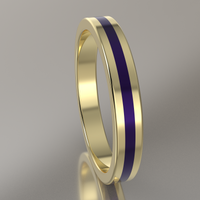 Polished Yellow Gold 3mm Stacking Ring Purple Resin
