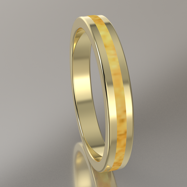 Polished Yellow Gold 3mm Stacking Ring Shimmering Gold Resin