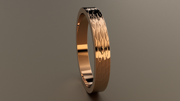 Hammered Rose Gold 3mm Flat Wedding Band