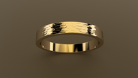 Hammered Yellow Gold 3mm Flat Wedding Band