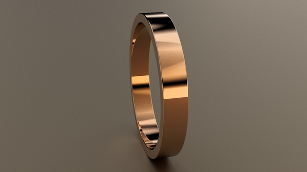 Polished Rose Gold 3mm Flat Wedding Band