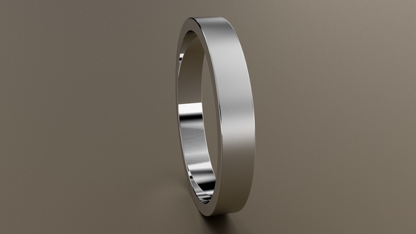 Brushed White Gold 3mm Flat Wedding Band