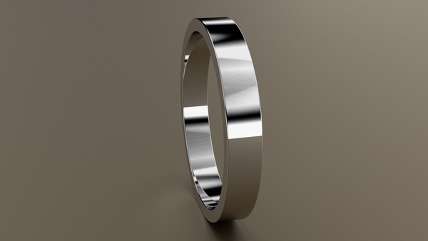 Polished White Gold 3mm Flat Wedding Band