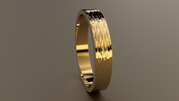 Hammered Yellow Gold 4mm Flat Wedding Band