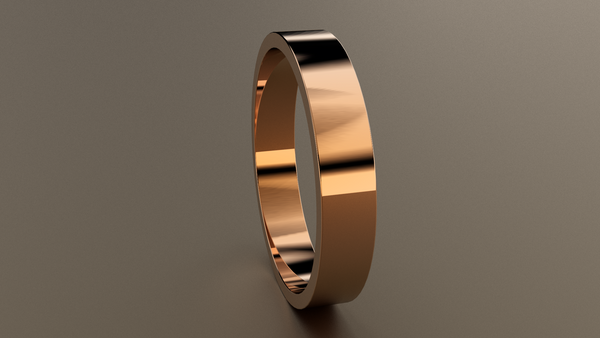 Polished Rose Gold 4mm Flat Wedding Band