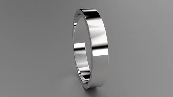 Polished Sterling Silver 4mm Flat Wedding Band