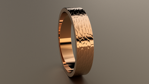 Hammered Rose Gold 5mm Flat Wedding Band