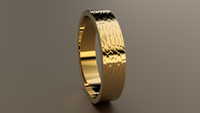 Hammered Yellow Gold 5mm Flat Wedding Band