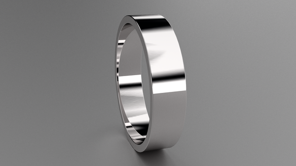 Polished Sterling Silver 5mm Flat Wedding Band