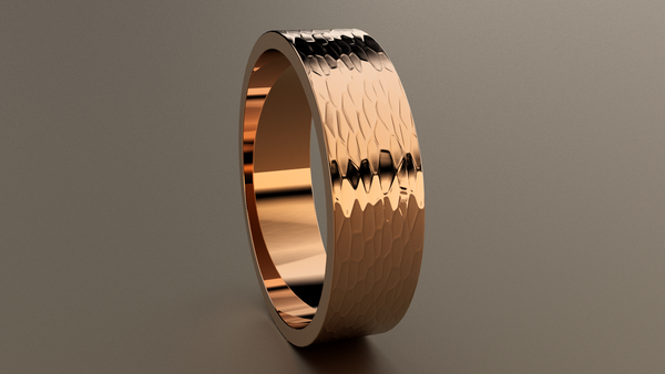 Hammered Rose Gold 6mm Flat Wedding Band