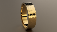 Hammered Yellow Gold 6mm Flat Wedding Band