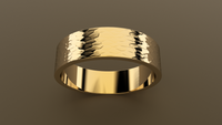 Hammered Yellow Gold 6mm Flat Wedding Band