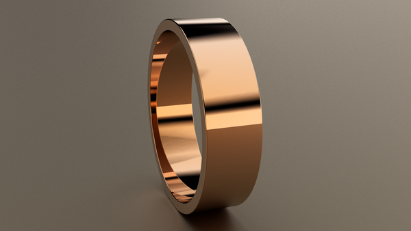 Polished Rose Gold 6mm Flat Wedding Band