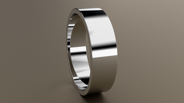 Polished White Gold 6mm Flat Wedding Band