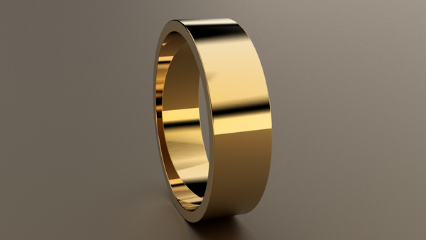 Polished Yellow Gold 6mm Flat Wedding Band