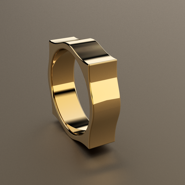 Polished Yellow Gold 7mm Pointed Square Wedding Band