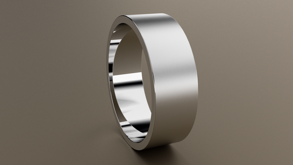 Brushed White Gold 7mm Flat Wedding Band