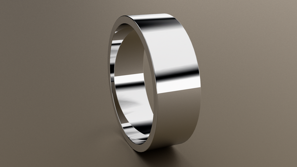 Polished White Gold 7mm Flat Wedding Band