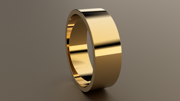 Polished Yellow Gold 7mm Flat Wedding Band