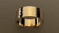 Hammered Yellow Gold 8mm Flat Wedding Band