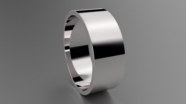 Polished Sterling Silver 8mm Flat Wedding Band